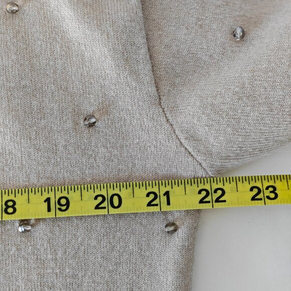BRUNELLO CUCINELLI 100% Cashmere Embellished Knit Sweater with Beads Beige Large - Picture 6 of 10